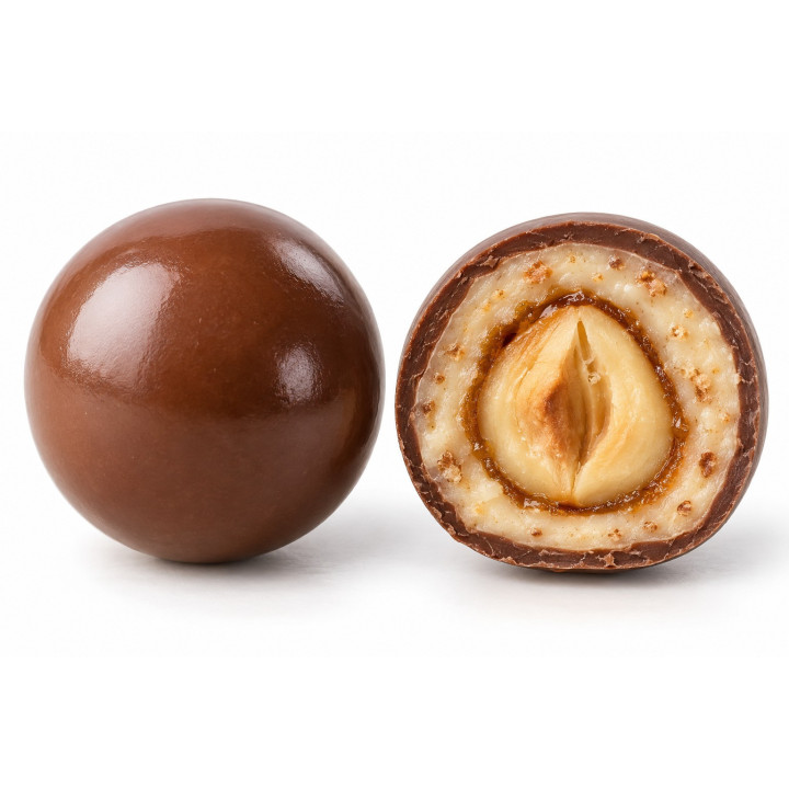 Dragée gianduja blanc, cœur noisette